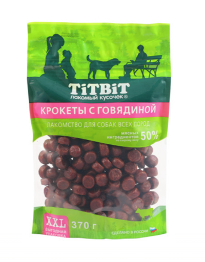 Лакомство TITBIT Крокеты с говядиной для собак всех пород 370 г - XXL выгодная упаковка (35042)
