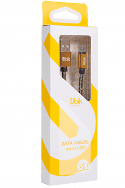 USB cable micro 1m Ubik UM01G 3А carbon gold