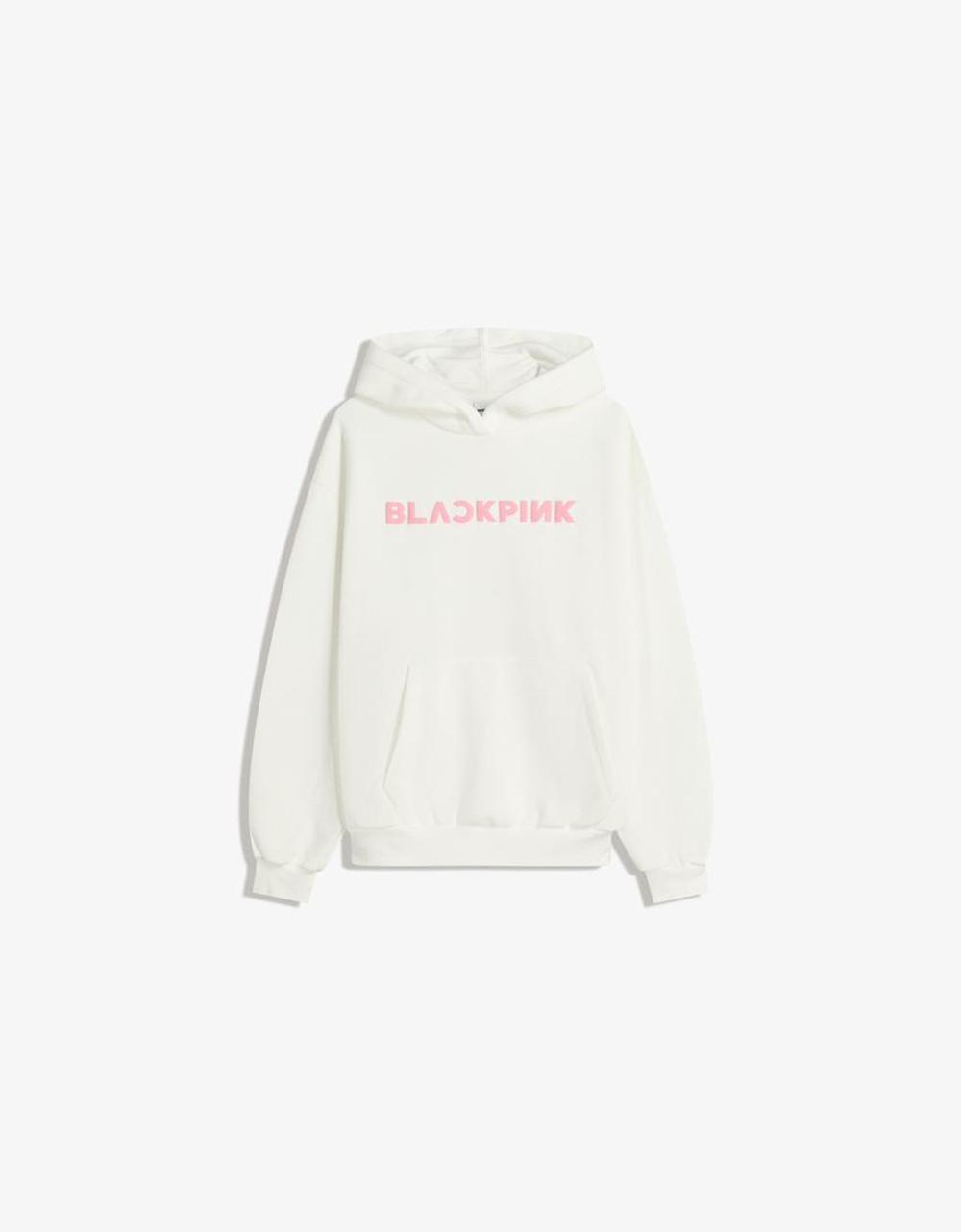 BERSHKA Толстовка с принтом Blackpink, белый