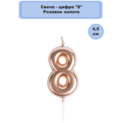 Свечи-цифры Розовое золото 4,5см