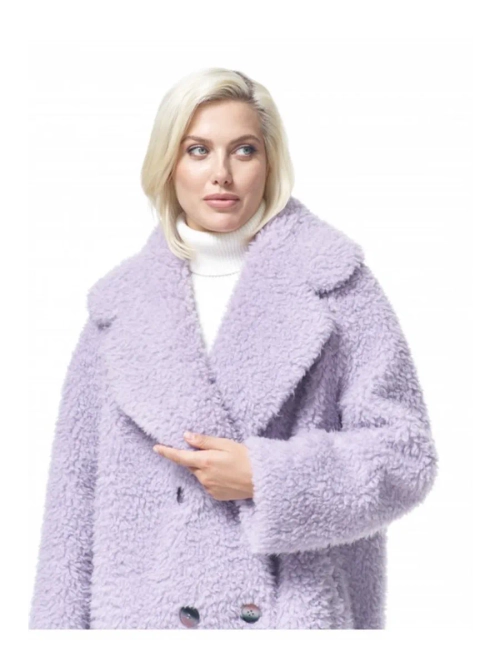 Шуба из натуральной шерсти мериноса, сиреневая, SilverFox