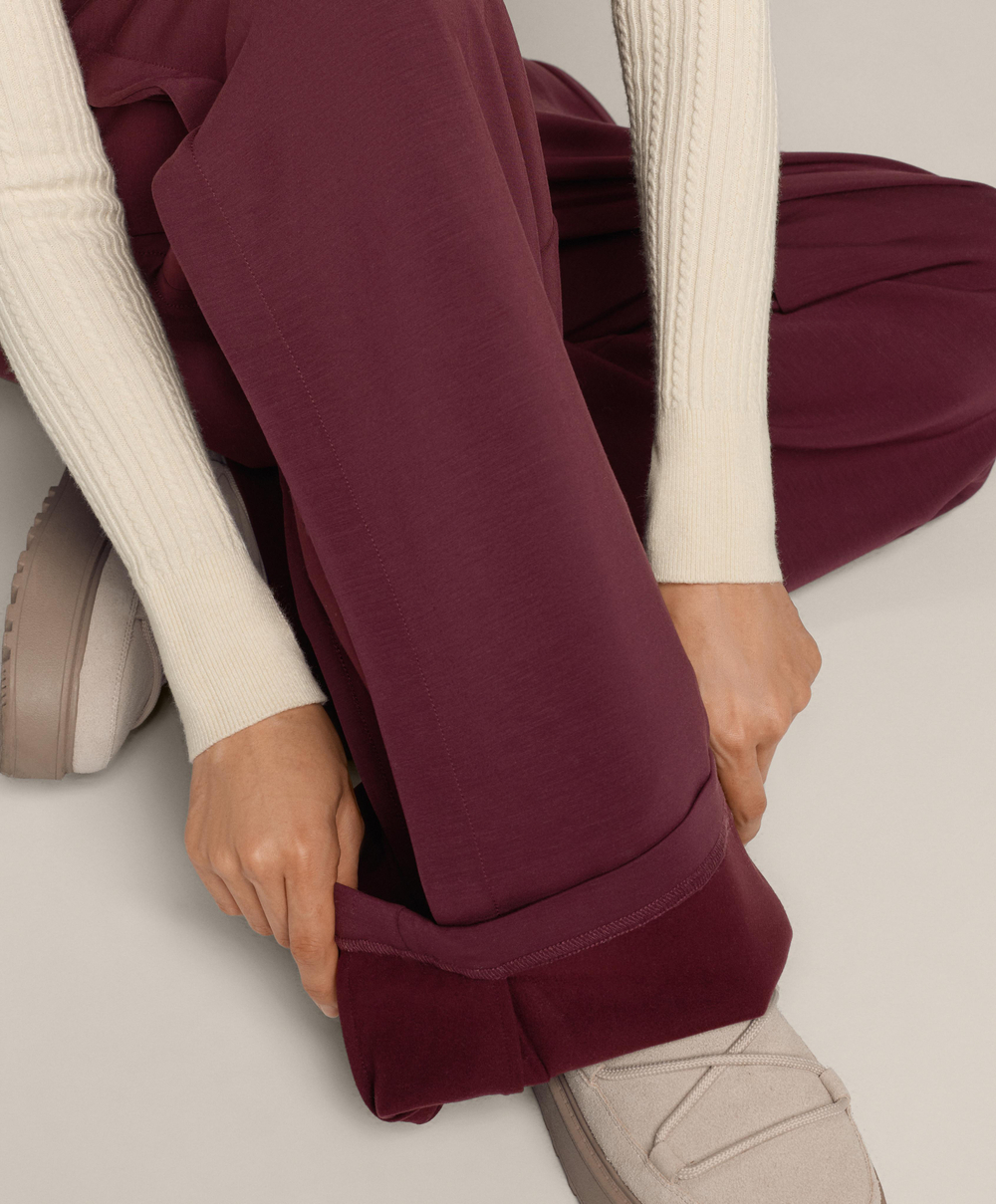 OYSHO Брюки-кокон с боковой складкой и начесом из модала, бордовый