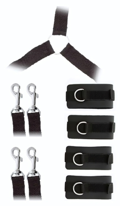 Комплект наручников и поножей LUXURIOUS BED RESTRAINT CUFF SET (Цвет: черный)