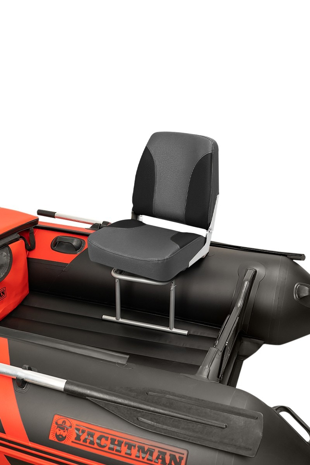 Кресло мягкое в лодку с поворотным механизмом серый/черный