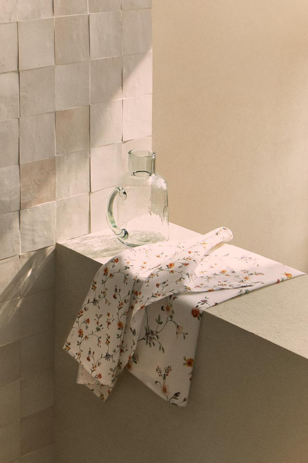 ZARA HOME КУХОННОЕ ПОЛОТЕНЦЕ С ЦВЕТОЧНЫМ УЗОРОМ (КОМПЛЕКТ ИЗ 2 ПРЕДМЕТОВ),  ЗЕЛЕНЫЙ