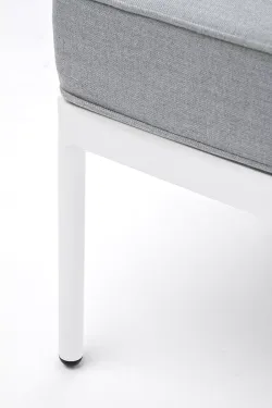 "Канны" угловой модуль плетеный из роупа, каркас алюминий белый шагрень, роуп светло-серый круглый, ткань светло-серая