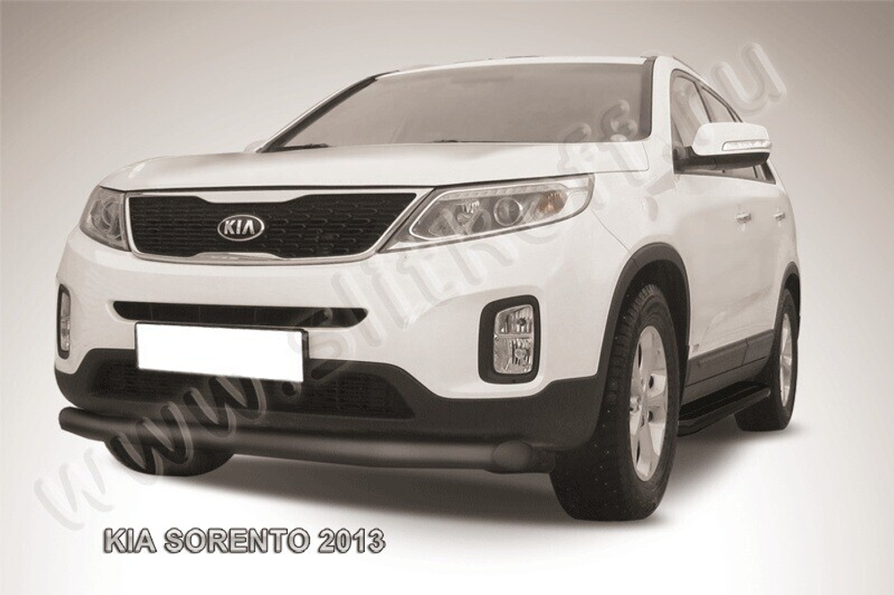 Защита переднего бампера (нержавейка) Kia Sorento (2012-2021) d76 (черный)