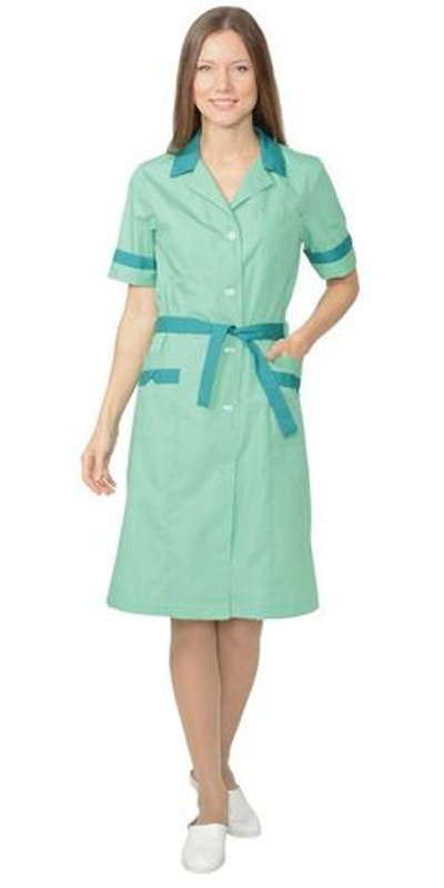 Халат женский, мятный с темно-зеленым