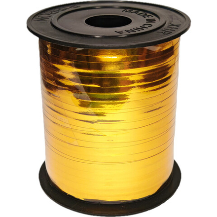 Лента упаковочная ПВХ 5мм*228м, металлик, жёлтая