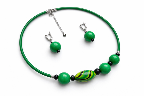 Комплект украшений из муранского стекла: колье, серьги