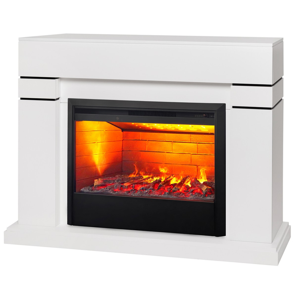 Электрокамин RealFlame Lindelse 26 WT белый с очагом 3D Helios 26