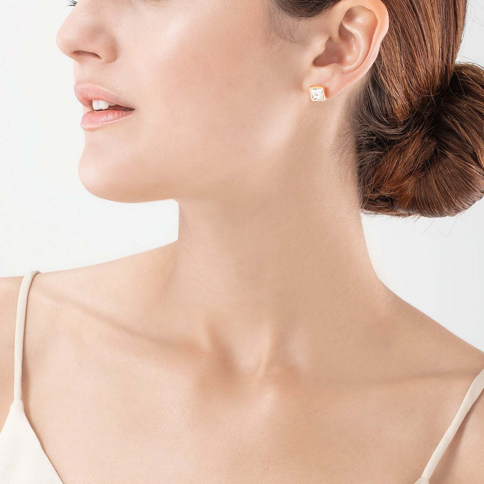 Серьги-пусеты Coeur de Lion Crystal-Rose gold 0500/21-1822 цвет прозрачный, золотой
