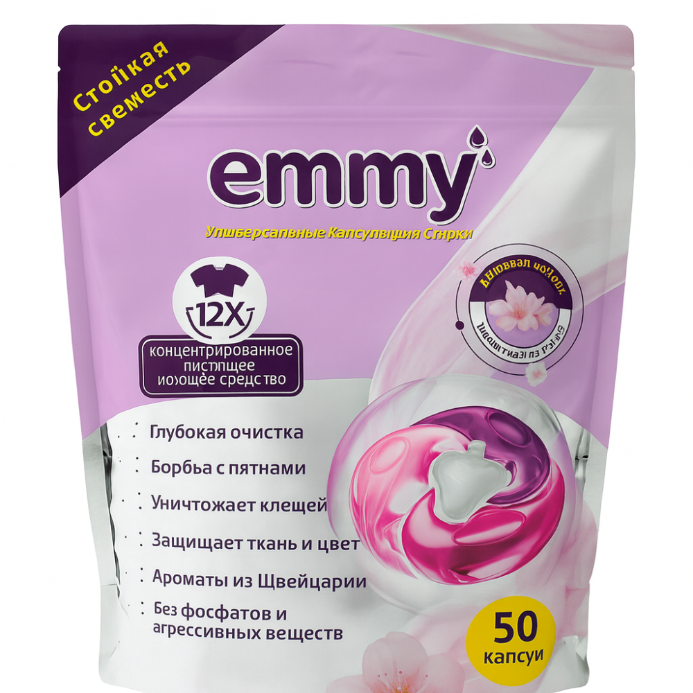 Капсулы для стирки Emmy Цветочный аромат 50 шт