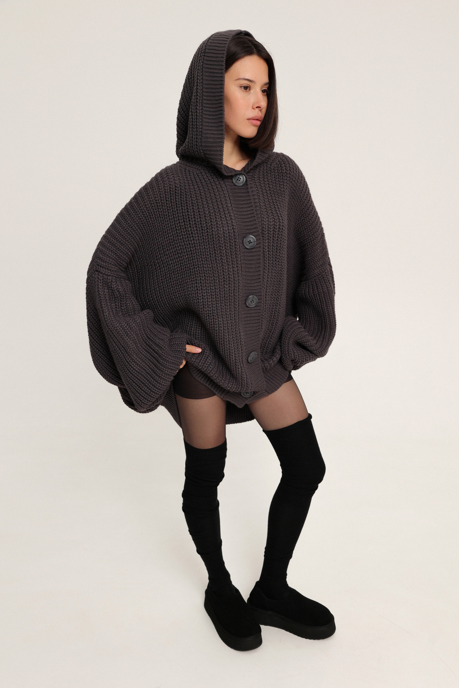 Кардиган вязаный с капюшоном