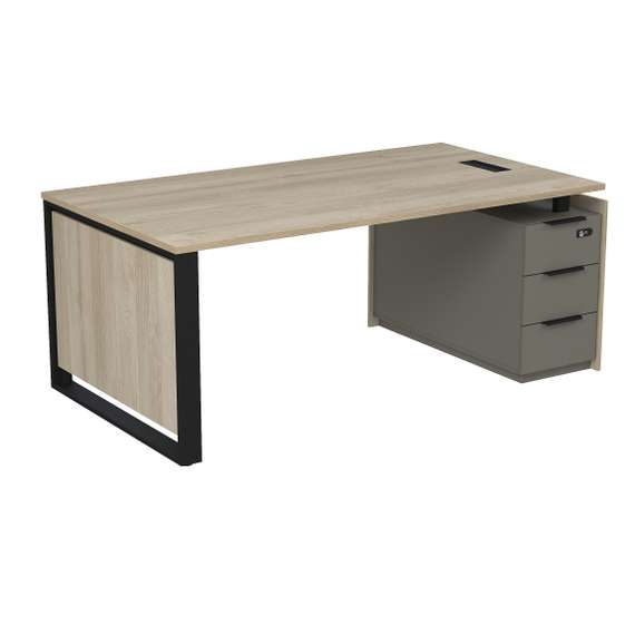 15СОЛУ-КЗ-ШД.1810 Стол рабочий с люч, на опорной угл тумбе, с ящ, с код замком (1860*1030*750)