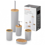 Набор аксессуаров для ванной комнаты 5 предметов "Бамбук" (серый)