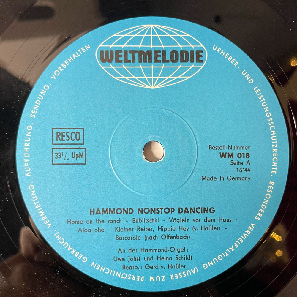 Винтажная виниловая пластинка LP Uwe Johst Und Heino Schildt Hammond Non Stop Dancing (Germany 1972)