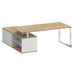 Shift Стол руководителя с опорной греденцией, правый SK.SRG-200 (R) Тиквуд Светлый/Белый Бриллиант 2