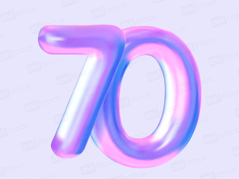 Голографическая цифра 70