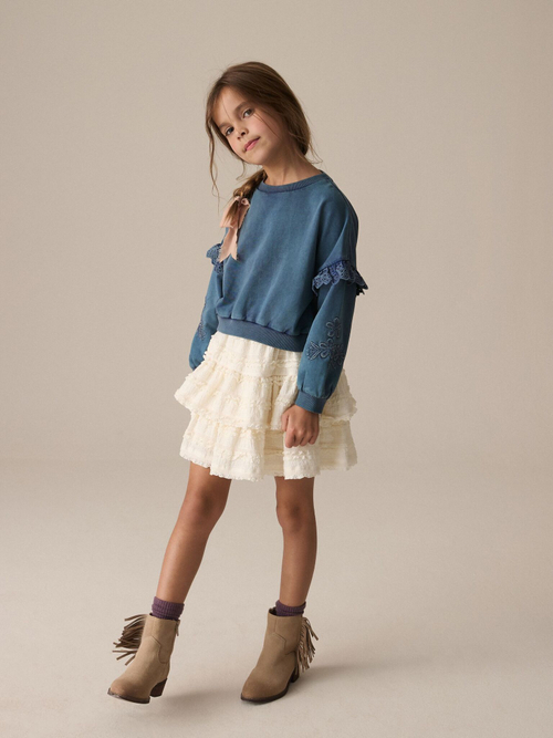 Толстовка с рюшами и вышивкой для девочки Next E44-405, Синий