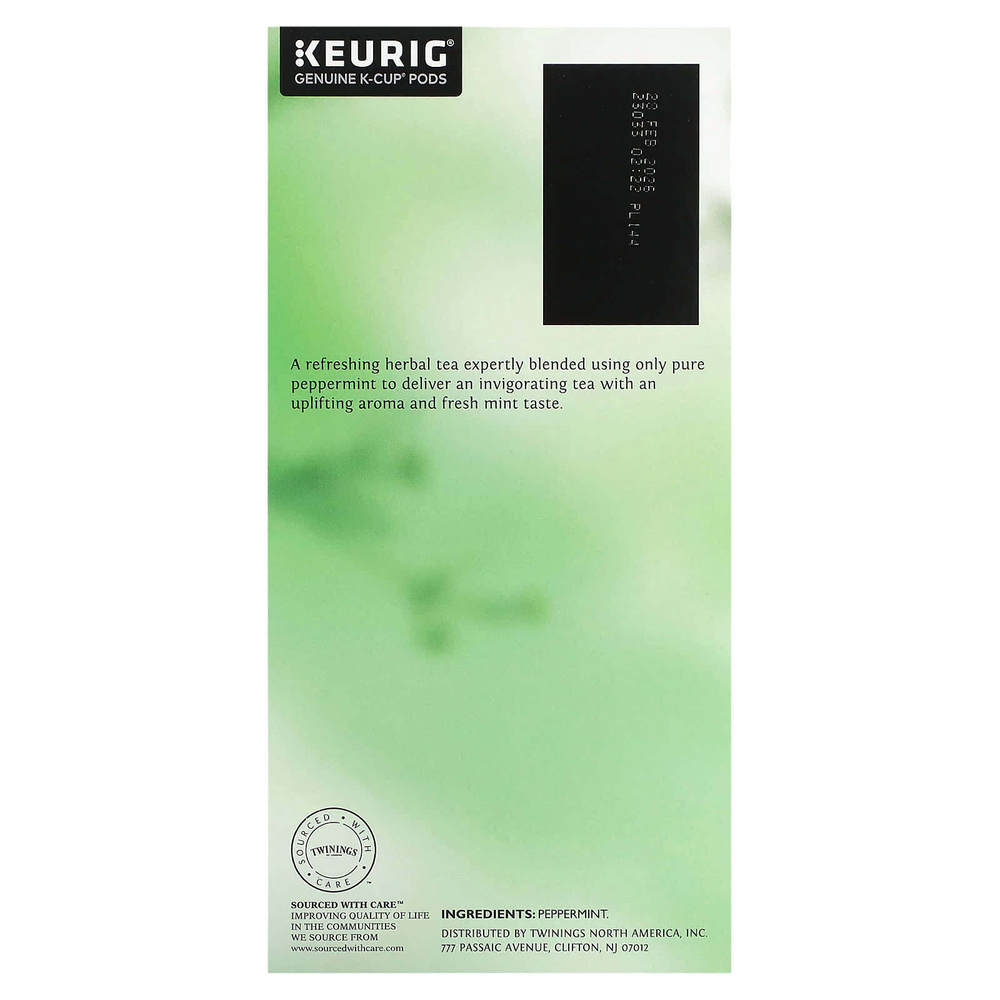 Twinings, Herbal Tea, чистая перечная мята, без кофеина, 24 K-чашки, по 3 г (0,11 унции)