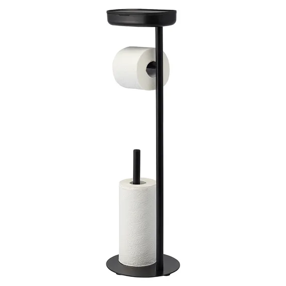 Держатель для туалетной бумаги с полочкой slim, черный