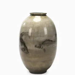 Ваза Fish I высота 47 см, золотистый, чёрный, белый