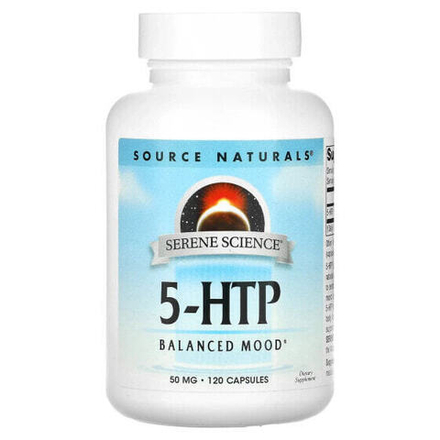 Для похудения и контроля веса Source Naturals, 5-HTP, 50 мг, 120 капсул