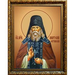 Анатолий I Оптинский (Зерцалов) преподобный. Икона на холсте.