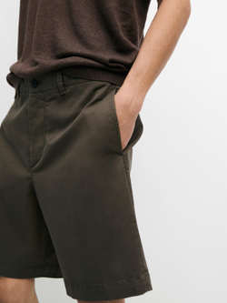 Massimo Dutti Бермуды из смесовой хлопковой ткани с карманом, темно-зеленый