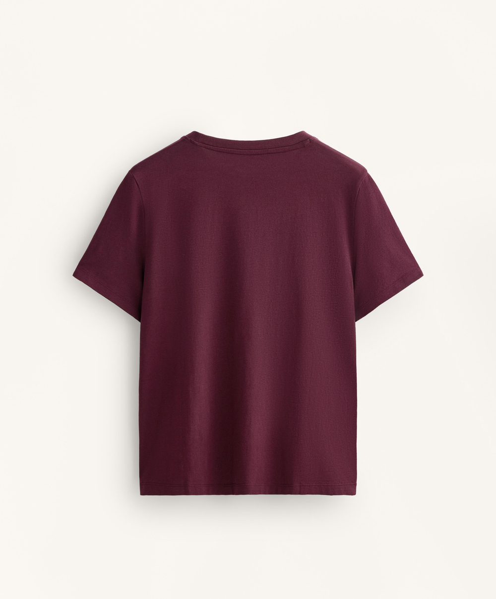 Oysho Футболка из смесового хлопка с коротким рукавом, темно-гранатовый