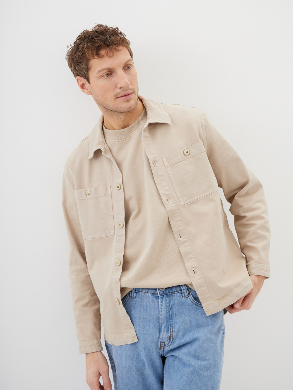 Мужская Рубашка - beige-1
