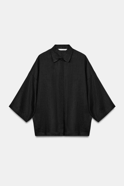 ZARA СТРУЯЩАЯСЯ РУБАШКА ОВЕРСАЙЗ — ZW COLLECTION, ЧЕРНЫЙ