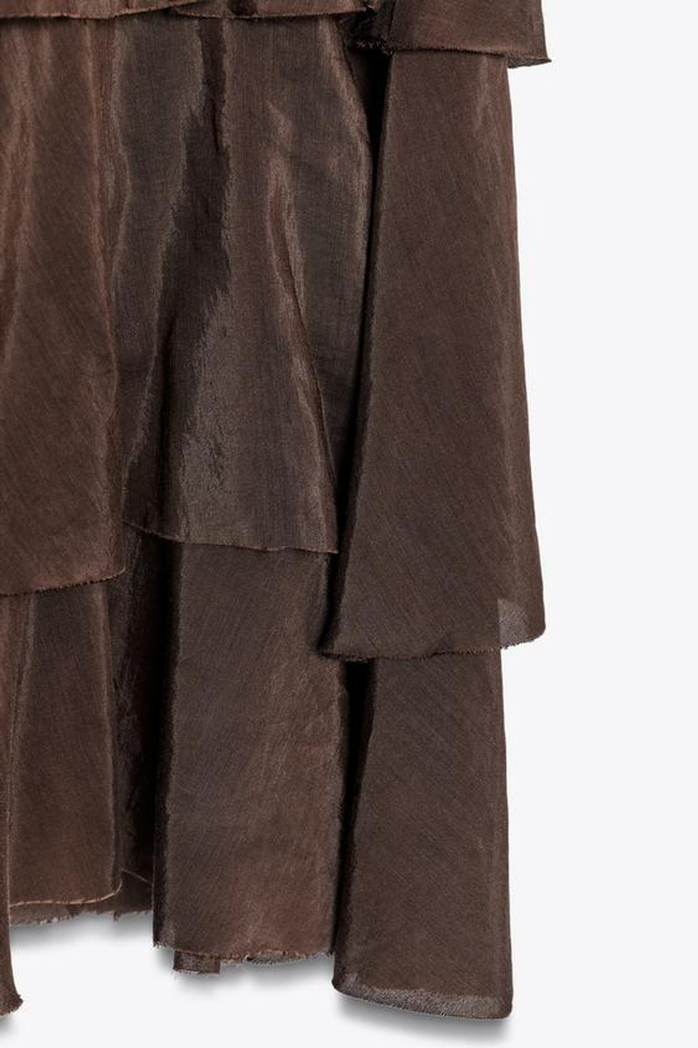 ZARA ЮБКА МИДИ С ВОЛАНАМИ — ZW COLLECTION, КОРИЧНЕВЫЙ