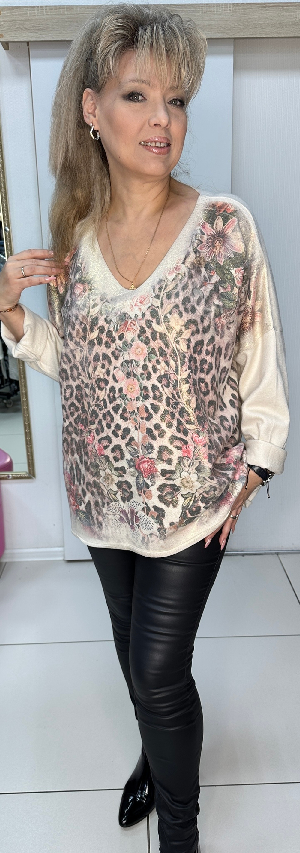 Итальянская туника - джемпер с блестящим напылением