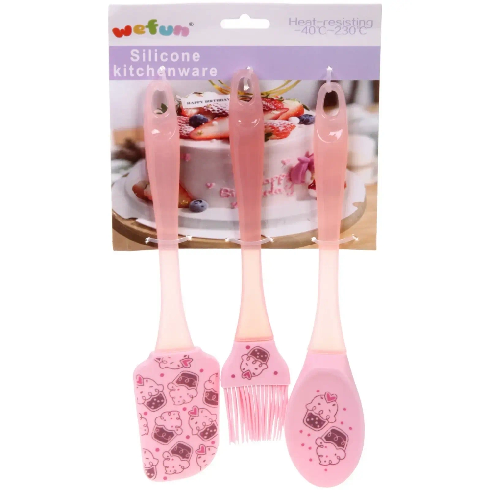 Набор кулинарный (лопатка 24*5,3см+кисточка 22,2*4см+ложка 24*4,8см) «Cupcake time» карамельный