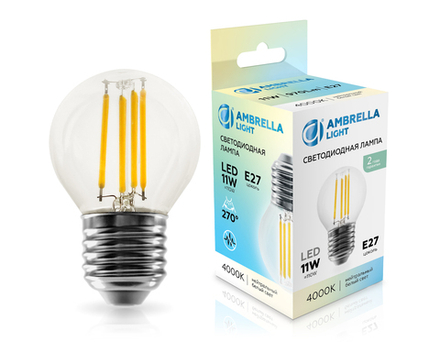 Ambrella Лампа светодиодная Шар G45 11W 4000K Лампы светодиодные филамент G45 P45 451124