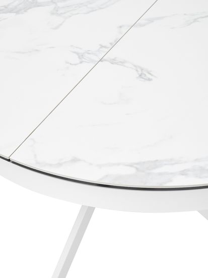 Стол TRENTO 120 HIGH GLOSS STATUARIO Белый мрамор глянцевый, керамика/ белый каркас