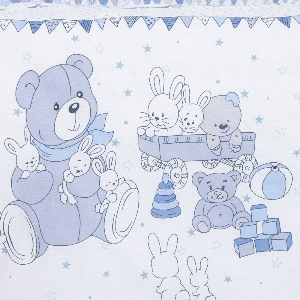 Комплект в кроватку 6-ти предметный "Мишки и Зайки", голубой