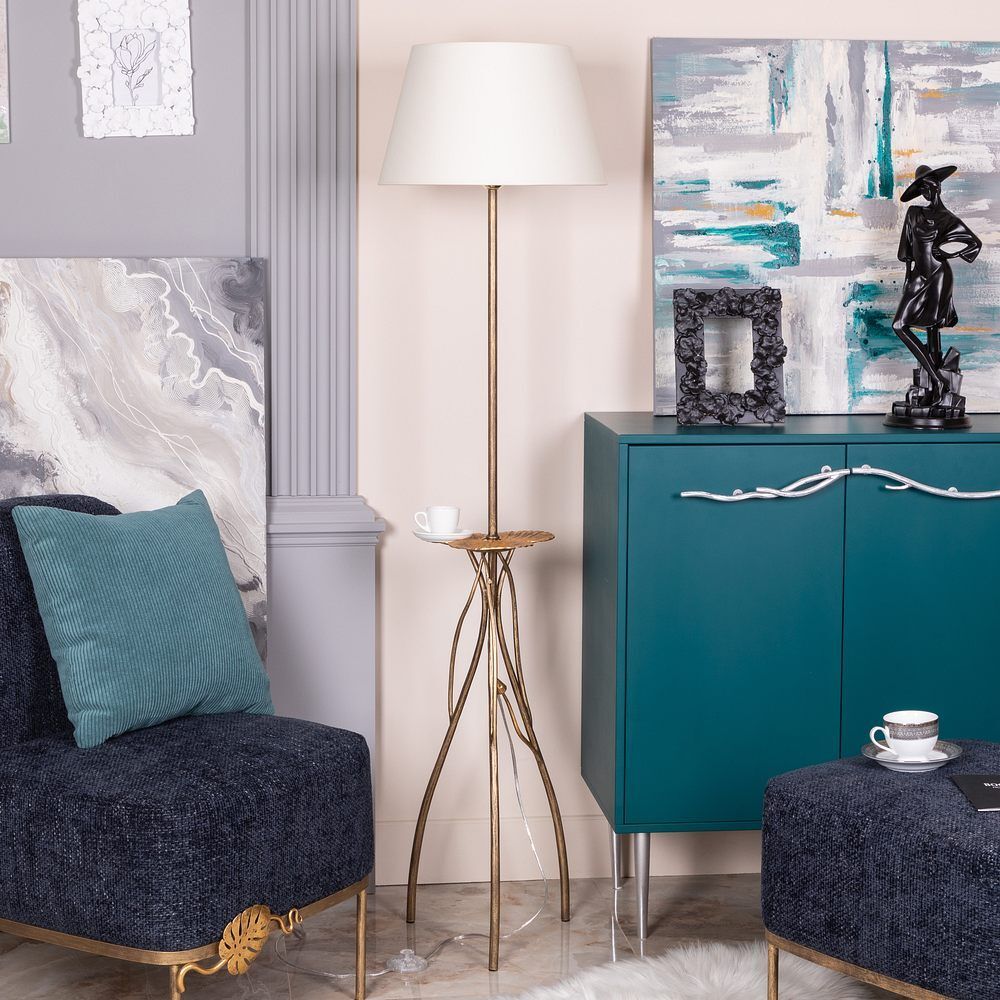 Светильник напольный торшер Нимфея с абажуром Сити-2 Кремовый