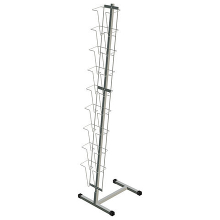 Стойка напольная для рекламных материалов (165х42,5х40 см), на 9 лотков А4, сетчатая, К010, белая, 1829