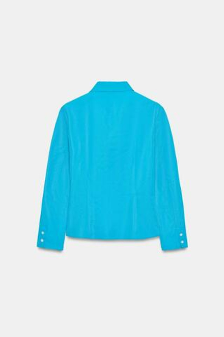 ZARA ПРИТАЛЕННАЯ РУБАШКА ИЗ ТАФТЫ, СИНИЙ ЭЛЕКТРИК