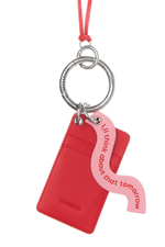 Подвеска - картхолдер с карабином RED