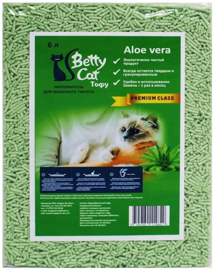 Наполнитель Betty Cat 6л Алоэ-вера Тофу