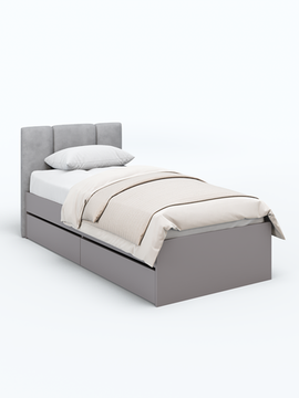 Кровать АЛЕССА с мягким изголовьем 1900-900 /1932*920*936/ белый / белый / велюр Romance Rose