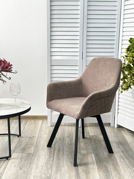 Стул М-City DISAUR Джет (Jet) поворотный на поворотный на 360 градусов, B5 Капучино, Велюр, Черный каркас