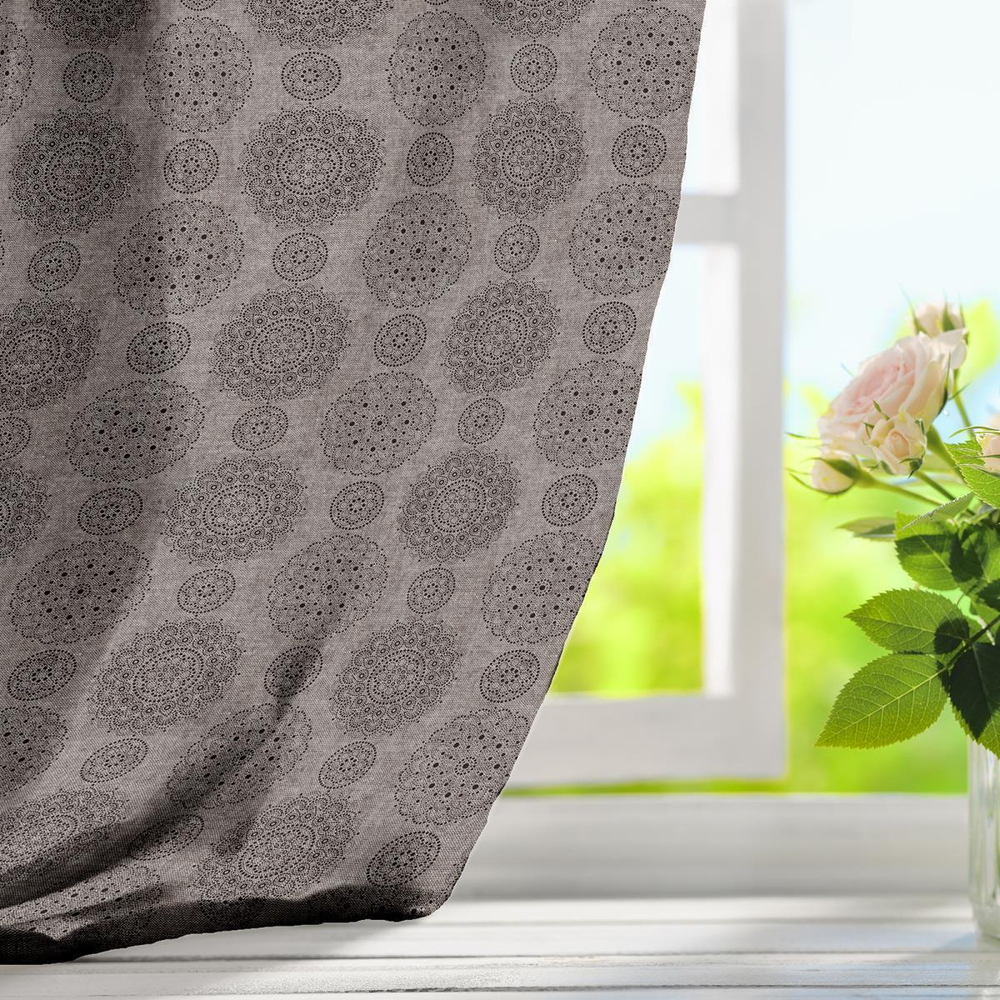 Ткань постельно-плательная Prival Пестроткань Тарелочки, тёмно-бежевый, 142г/м2, 1.5х10м