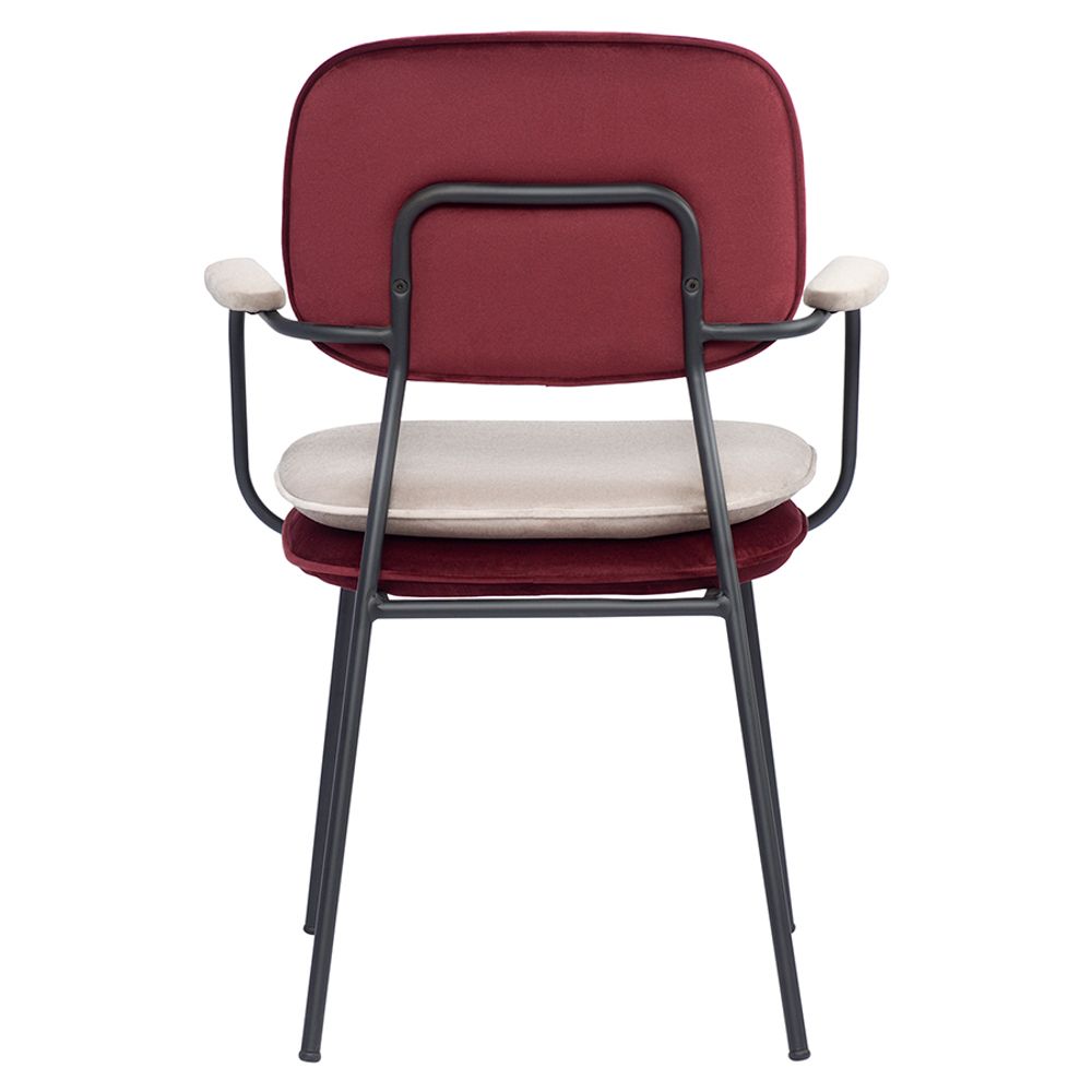 Стул с подлокотниками Pea, велюр, бордовый/бежевый