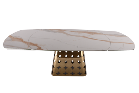 Стол обеденный Ist Casa раскладной Луксор, 150(+45+45)х90х76 см, белая керамика, золото