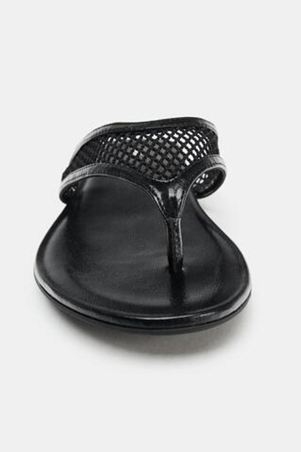 ZARA САНДАЛИИ НА ПЛОСКОЙ ПОДОШВЕ С СЕТКОЙ, ЧЕРНЫЙ